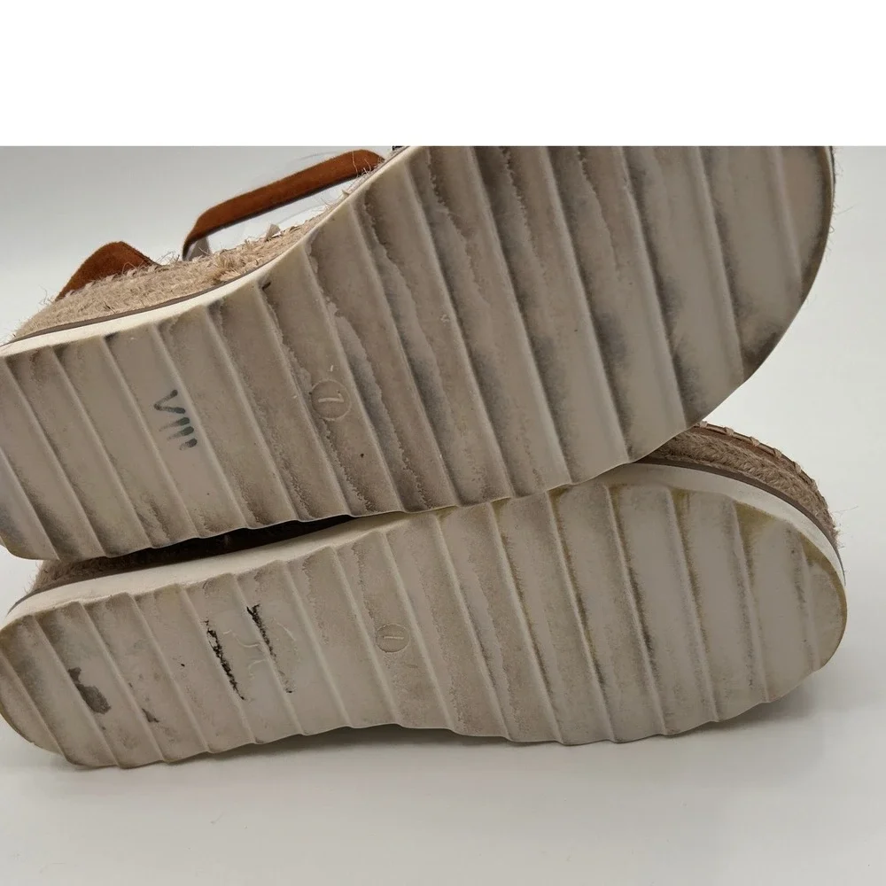 Comfort Denim Platform Espadrille Platform Sandals Size 7 Ankle Strap Coastal